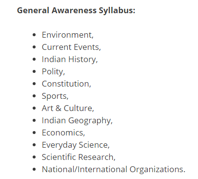 general awareness& gk syllabus