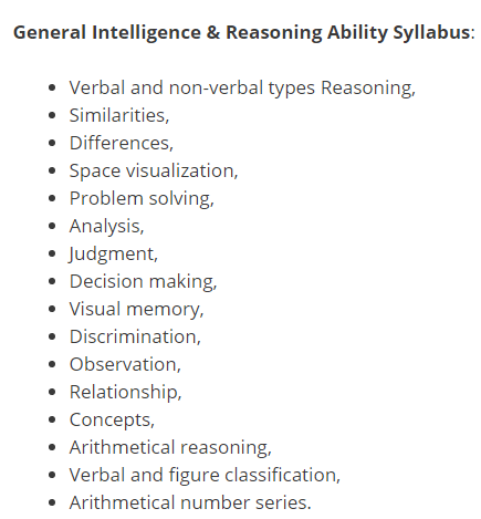 general intelligence and reasoning ability syllabus