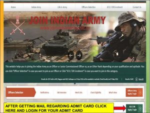 join indian army admit card rally