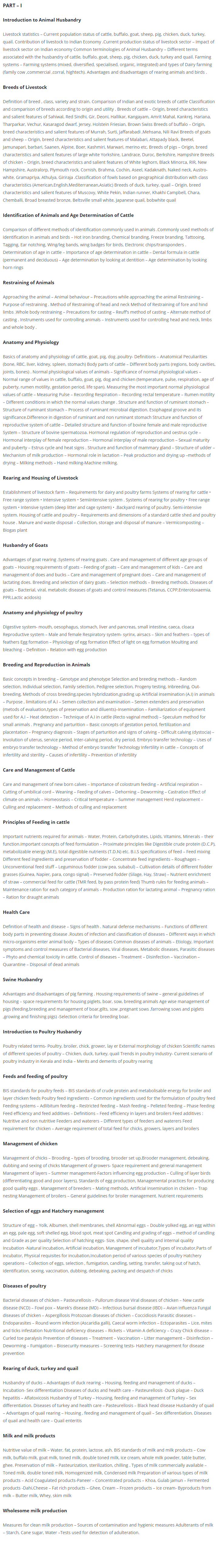 livestock inspector syllabus