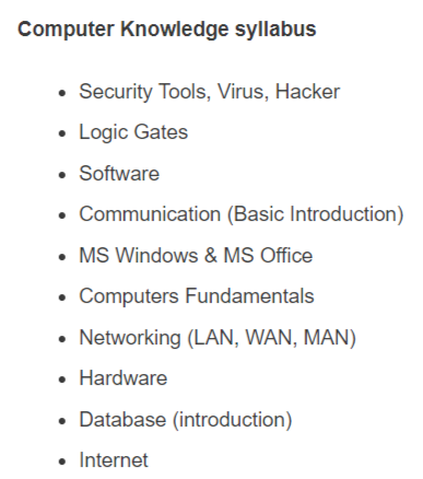 general computer knowledge awareness syllabus