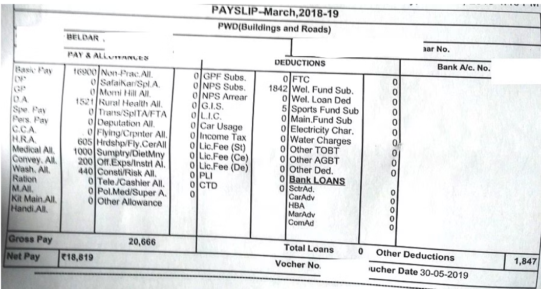 hssc group d salary payslip