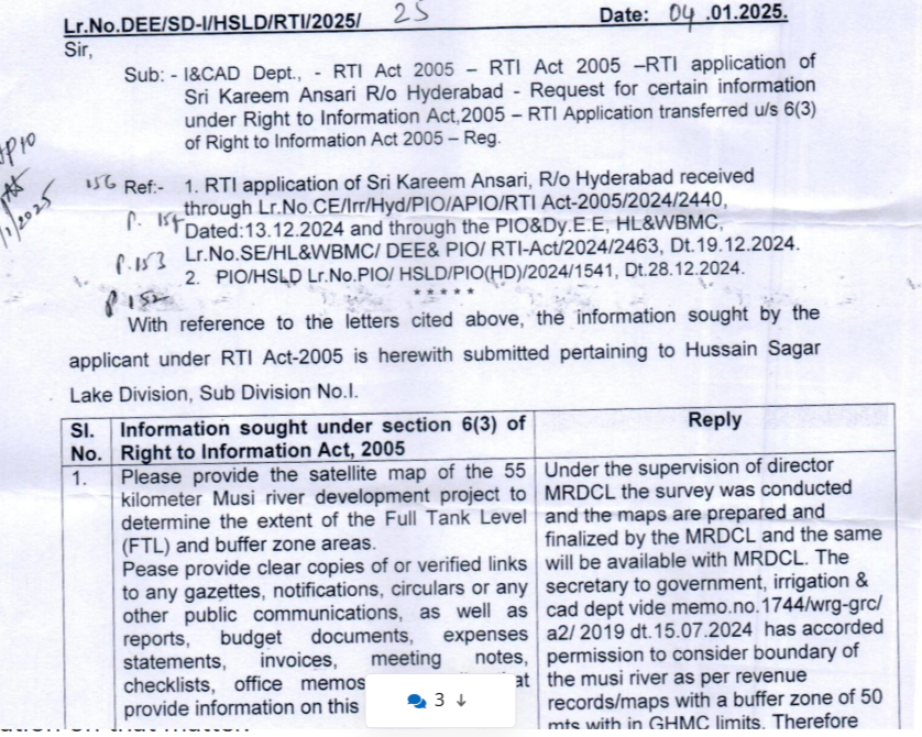 GHMC has no satellite maps of Musi riverfront's FTL, buffer zones_ RTI -